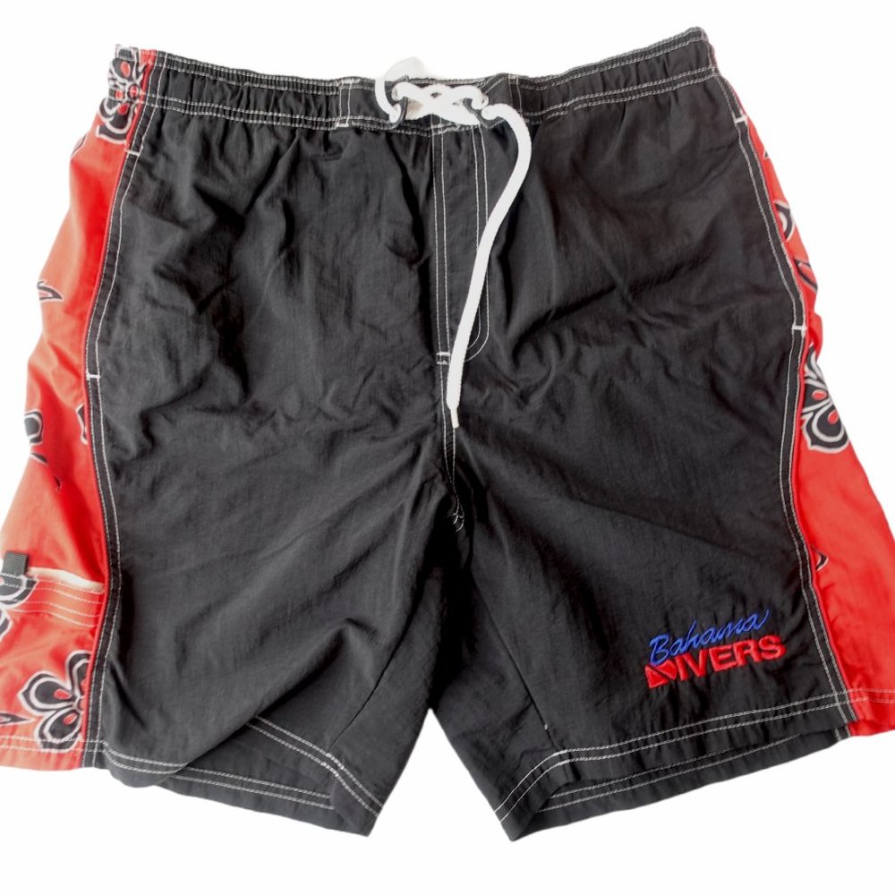 Pacific Scene Black & Red Board Shorts Mens L